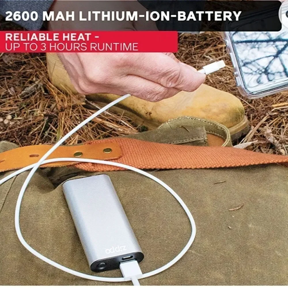 Zippo Silver HeatBank 6 Rechargeable Hand Warmer & Power Bank